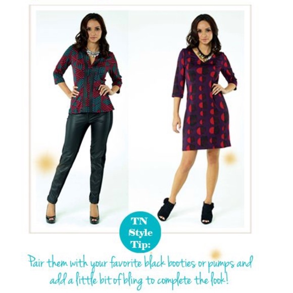 Boutique-Tracy Negoshian Rachel dress rose/geo - Picture 5 of 6